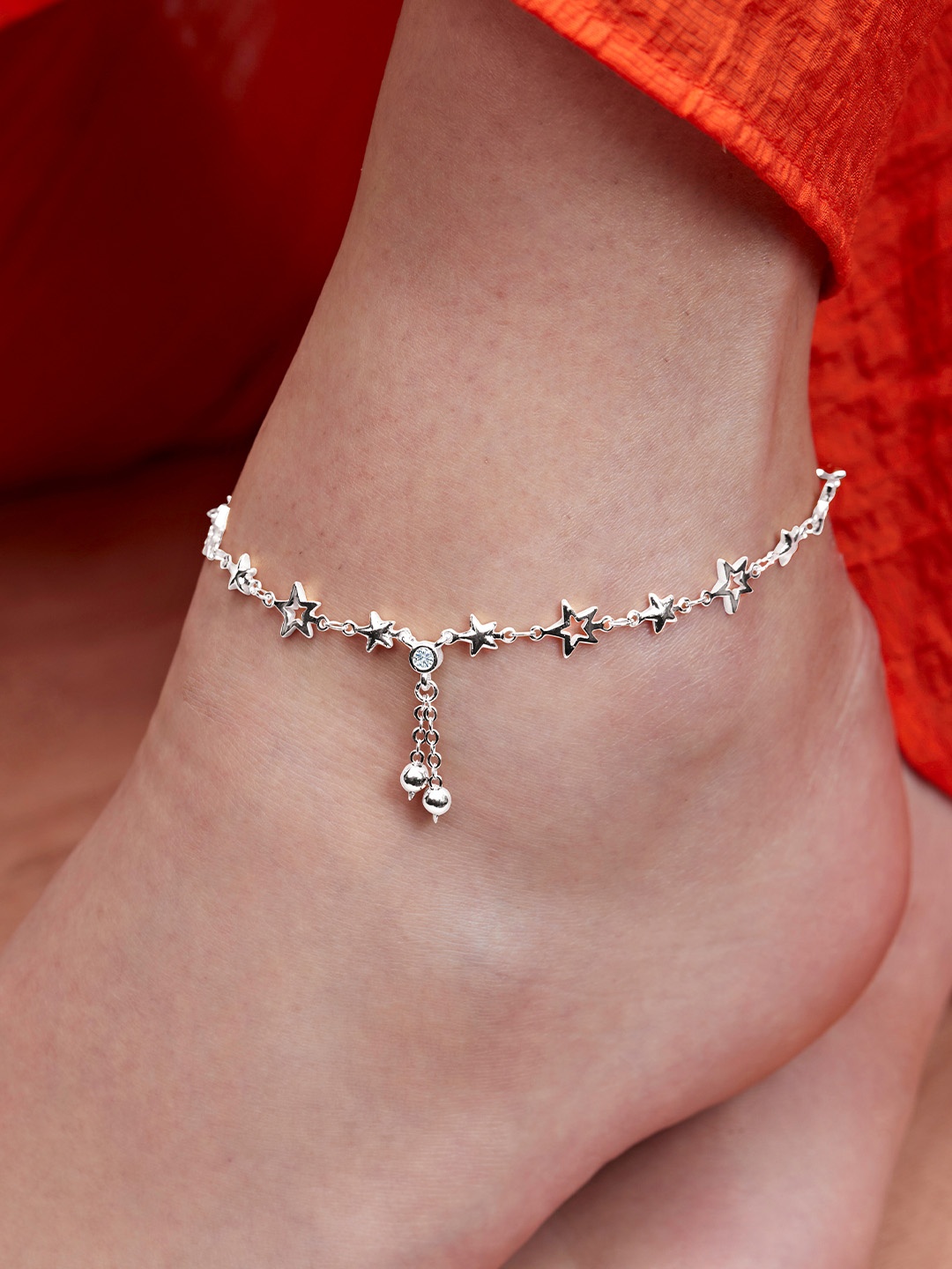 

MINUTIAE Silver-Plated Crystals Anklet