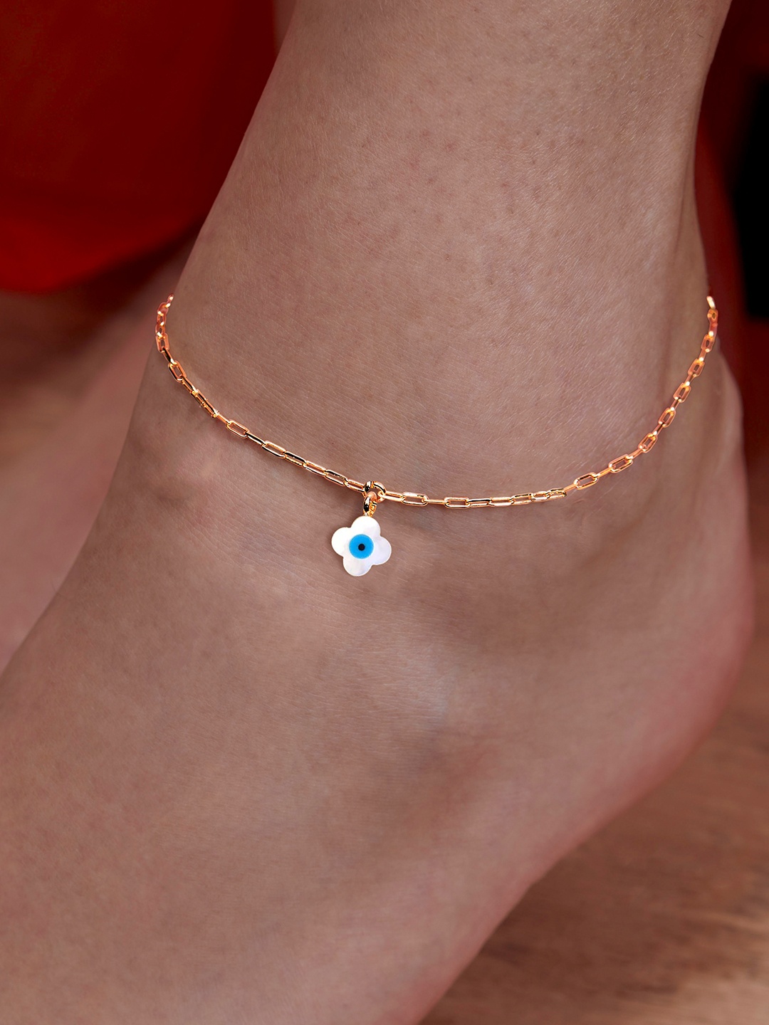 

MINUTIAE Gold-Plated Artificial Stones Studded Anklet