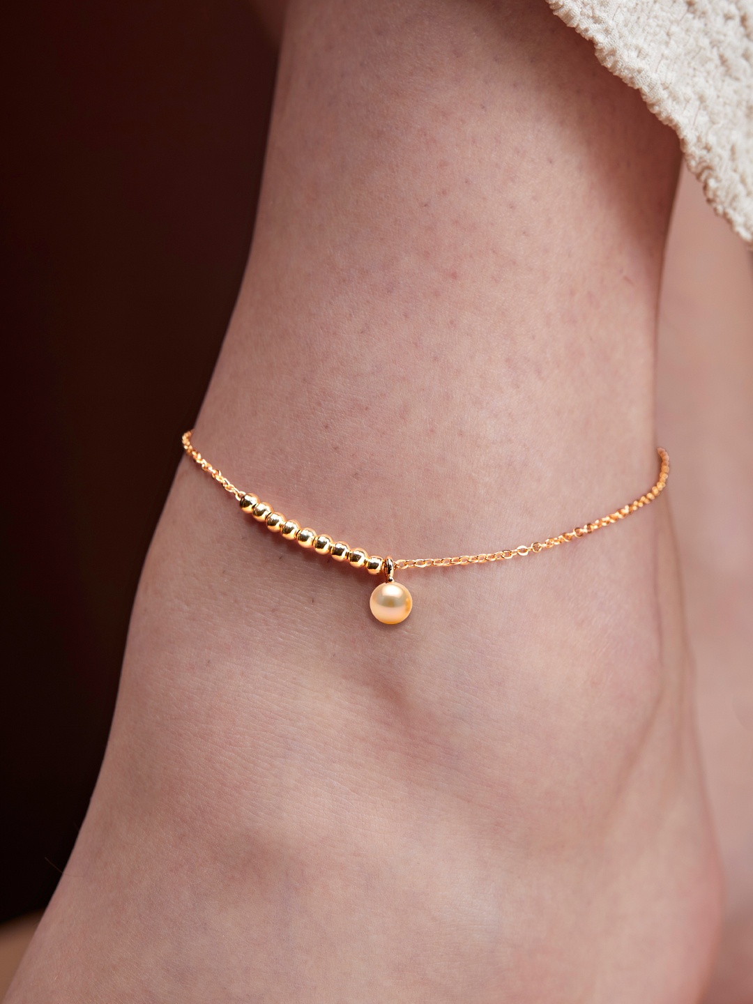 

MINUTIAE Gold-Plated Artificial Beads Beaded Anklet