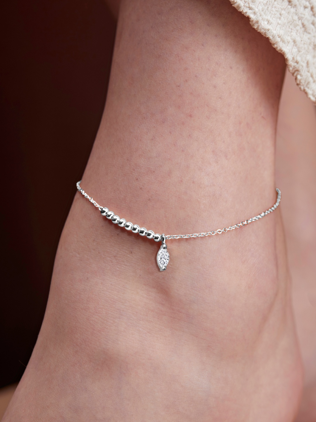 

MINUTIAE Silver-Plated Artificial Stones Anklet