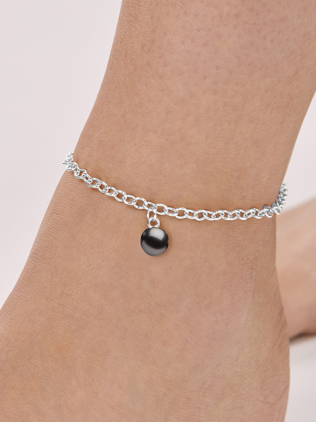 

MINUTIAE Silver-Plated Artificial Beads Beaded Anklet