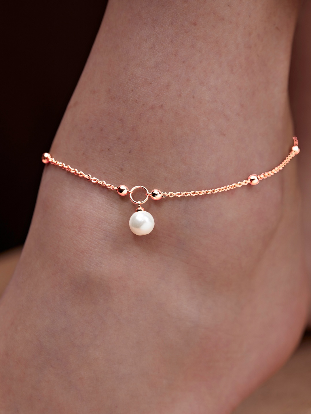 

MINUTIAE Rose Gold-Plated Artificial Stones and Beads Anklet