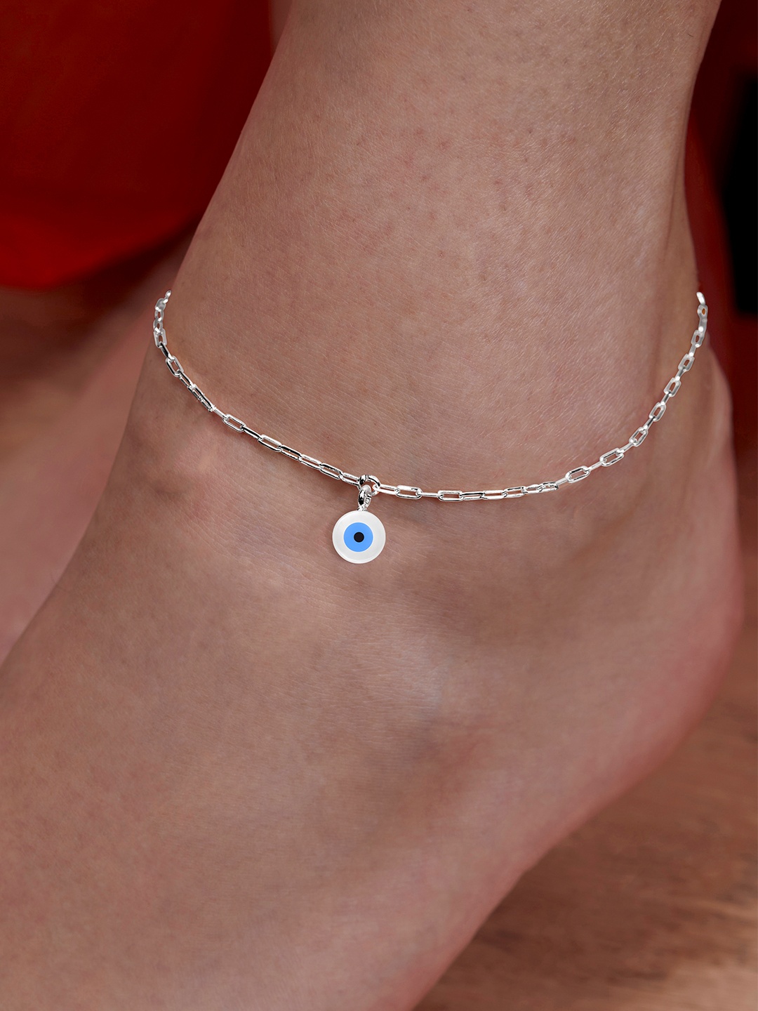 

MINUTIAE Silver-Plated Artificial Stones Studded Anklet