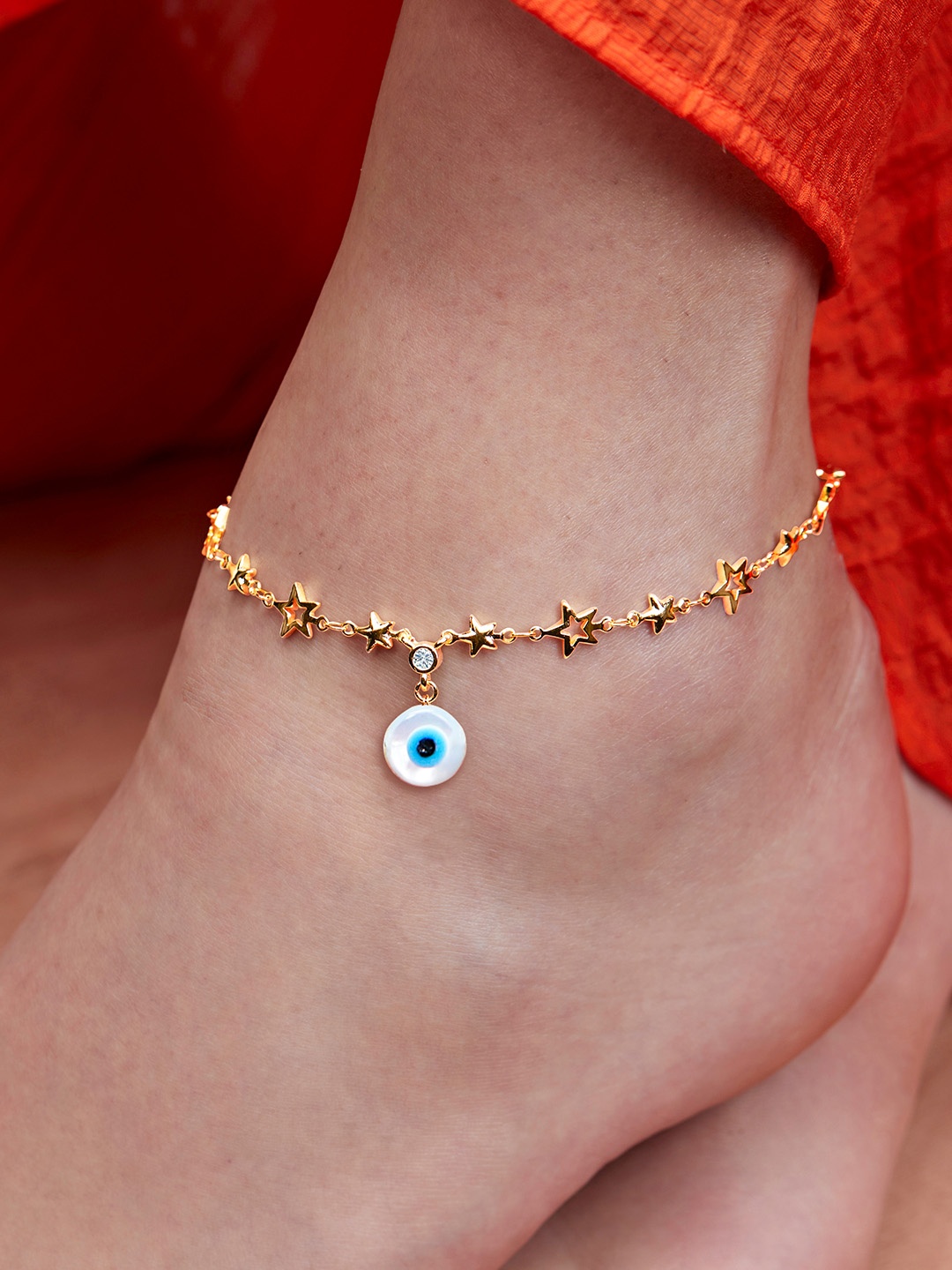 

MINUTIAE Gold-Plated Crystals Studded Anklet