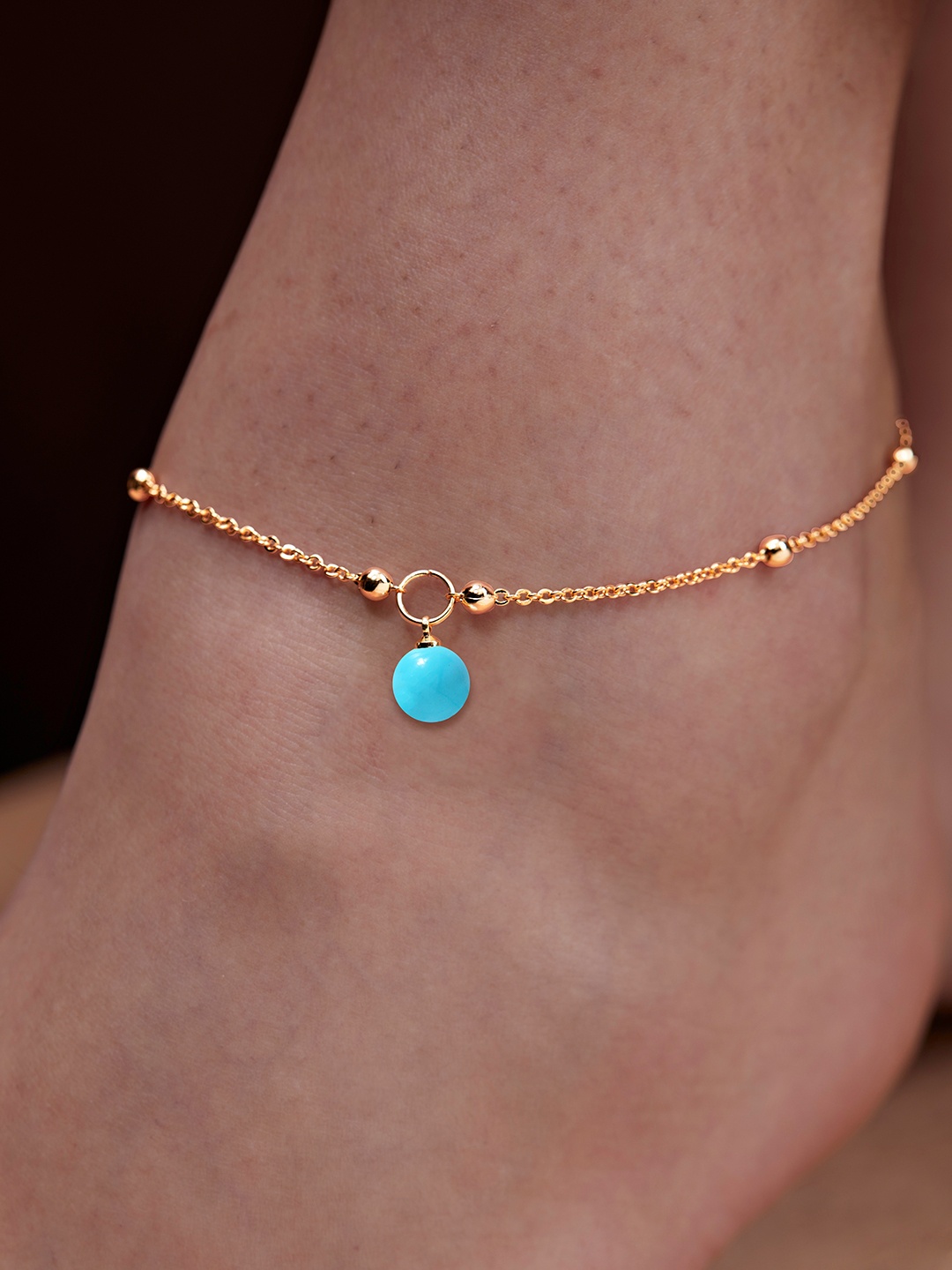 

MINUTIAE Gold-Plated Artificial Stones and Beads Anklet