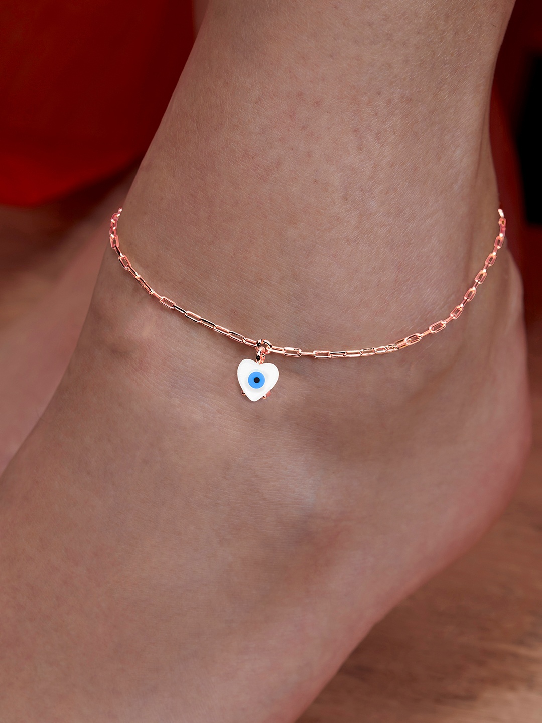 

MINUTIAE Rose Gold Plated Artificial Stones Anklet