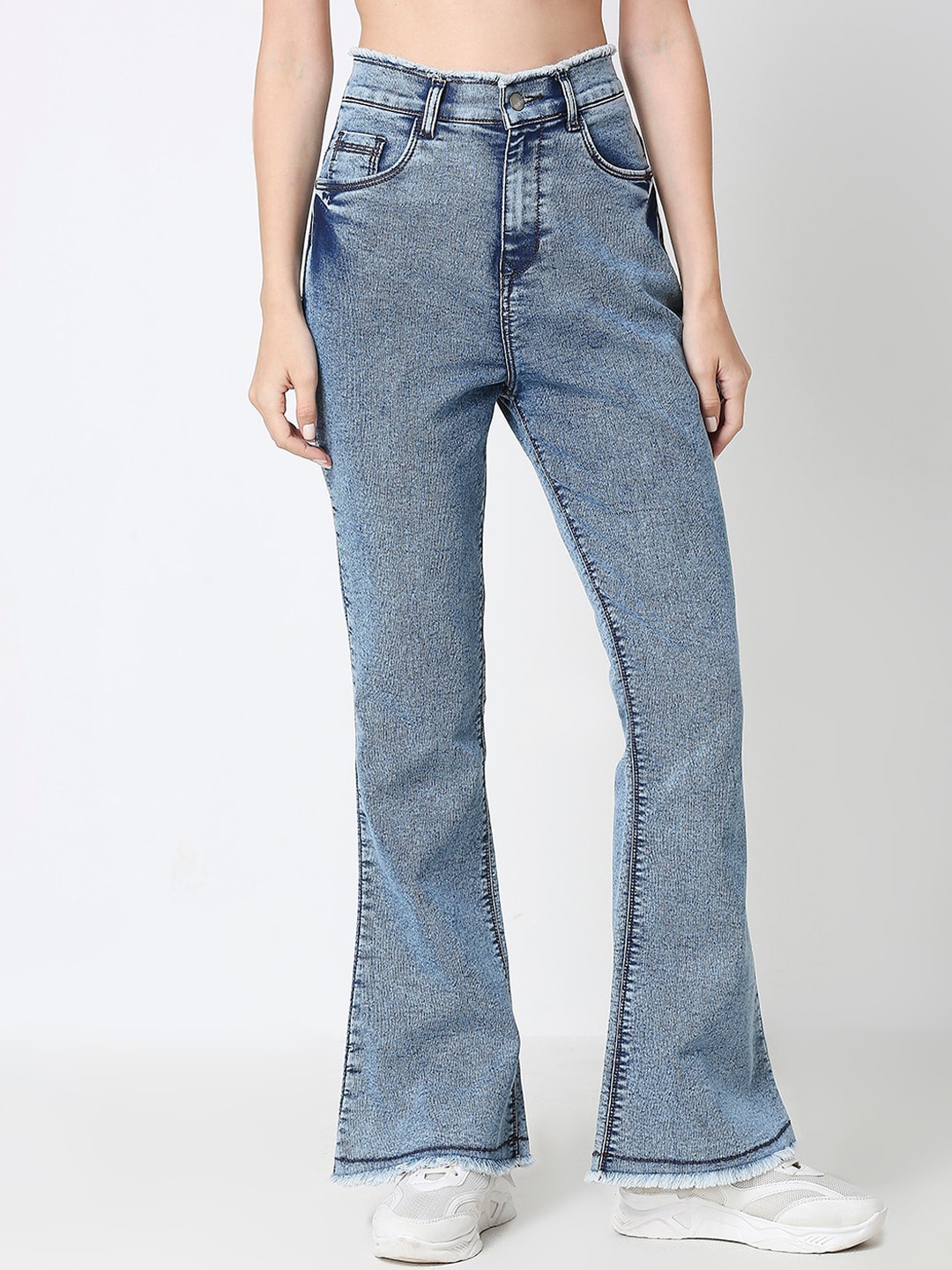 

HJ HASASI Women Bootcut High-Rise Heavy Fade Stretchable Jeans, Blue