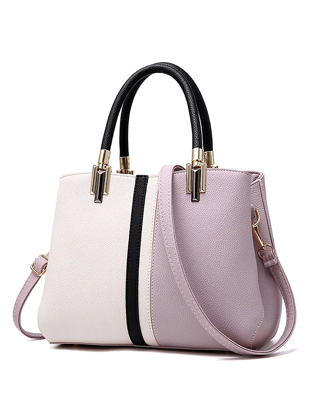 

SYGA Colourblocked Leather Swagger Handheld Bag, Purple