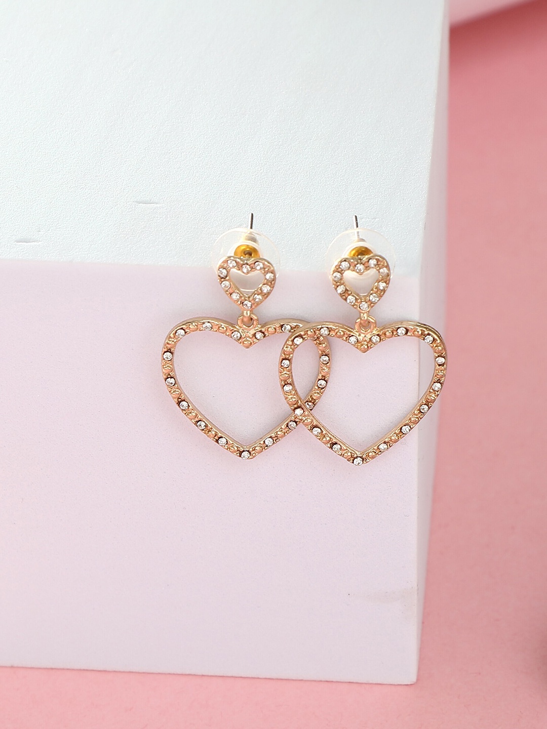 

Adwitiya Collection Gold-Plated Heart Shaped Classic Drop Earrings
