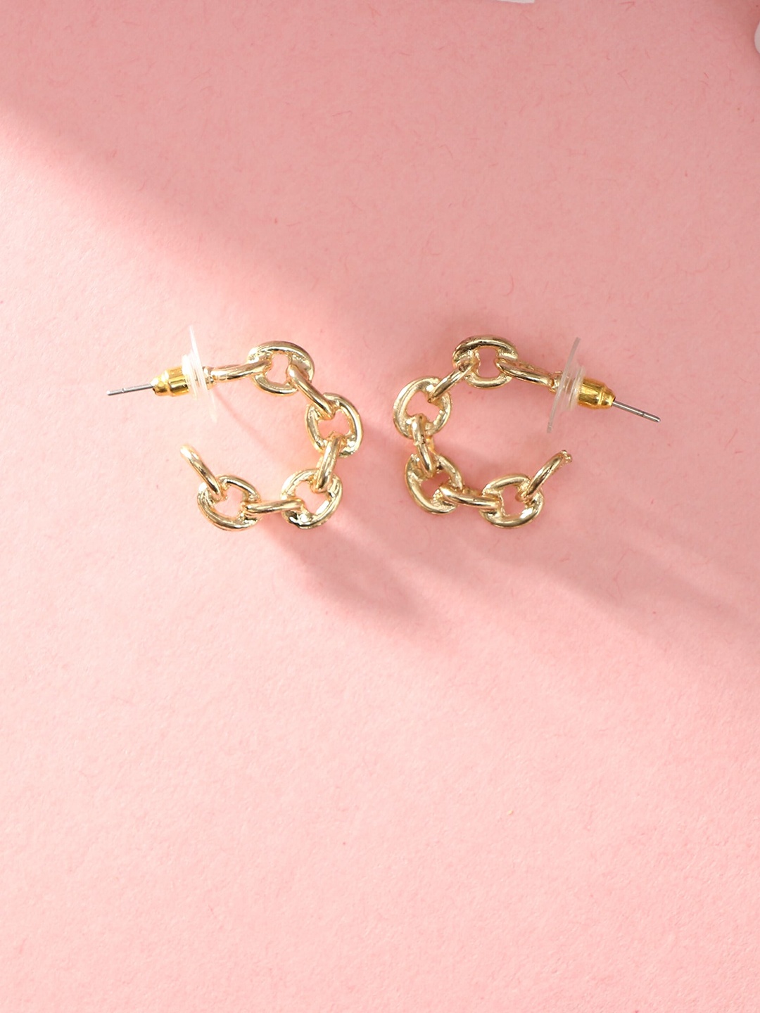 

Adwitiya Collection Gold-Plated Contemporary Half Hoop Earrings