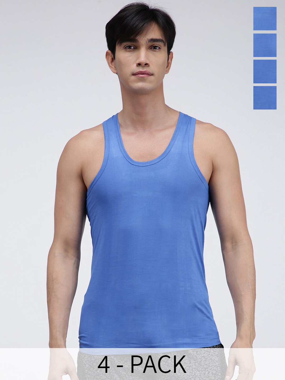 

AMUL COMFY Pack Of 4 Pure Cotton Sleeveless Innerwear Vests- AC-CVESTRN-SKY-XS-4PC, Blue