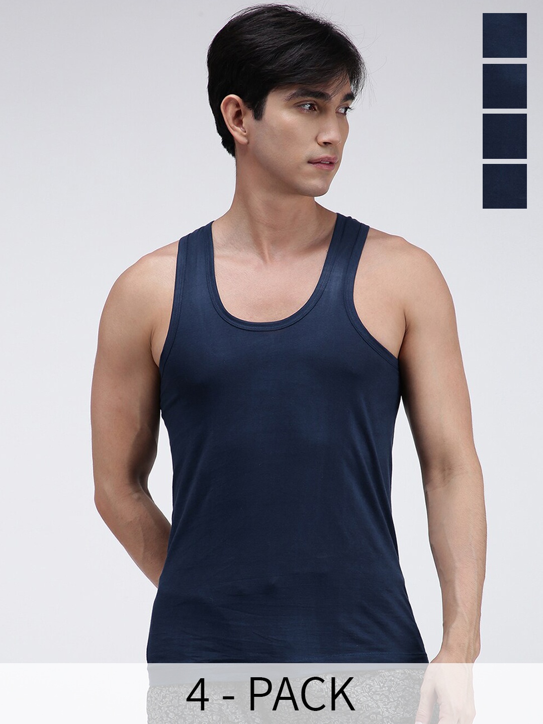

AMUL COMFY Pack Of 4 Pure Cotton Sleeveless Innerwear Vests-, Blue