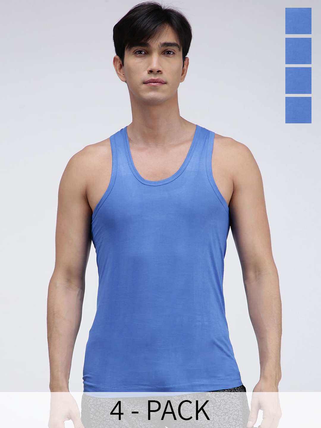 

AMUL COMFY Pack Of 4 Pure Cotton Sleeveless Innerwear Vests- AC-CVESTRN-SKY-XL-4PC, Blue