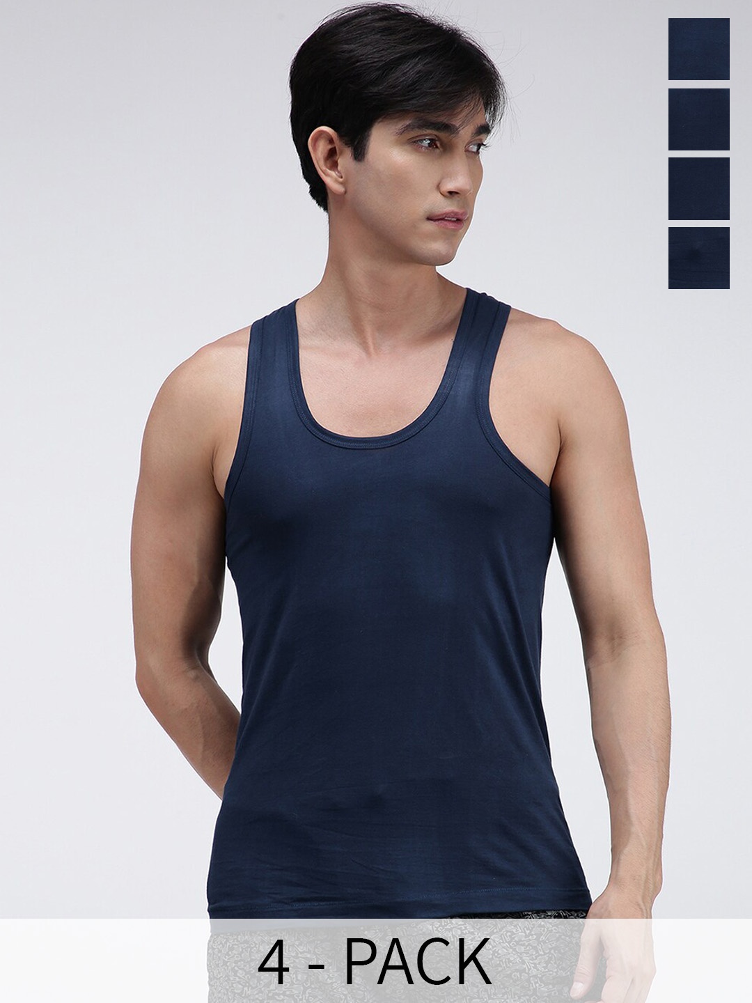 

AMUL COMFY Pack Of 4 Pure Cotton Sleeveless Innerwear Vests- AC-CVESTRN-AF-XL-4PC, Blue