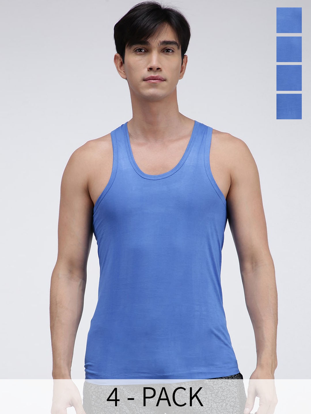 

AMUL COMFY Pack Of 4 Pure Cotton Sleeveless Innerwear Vests- AC-CVESTRN-SKY-3XL-4PC, Blue