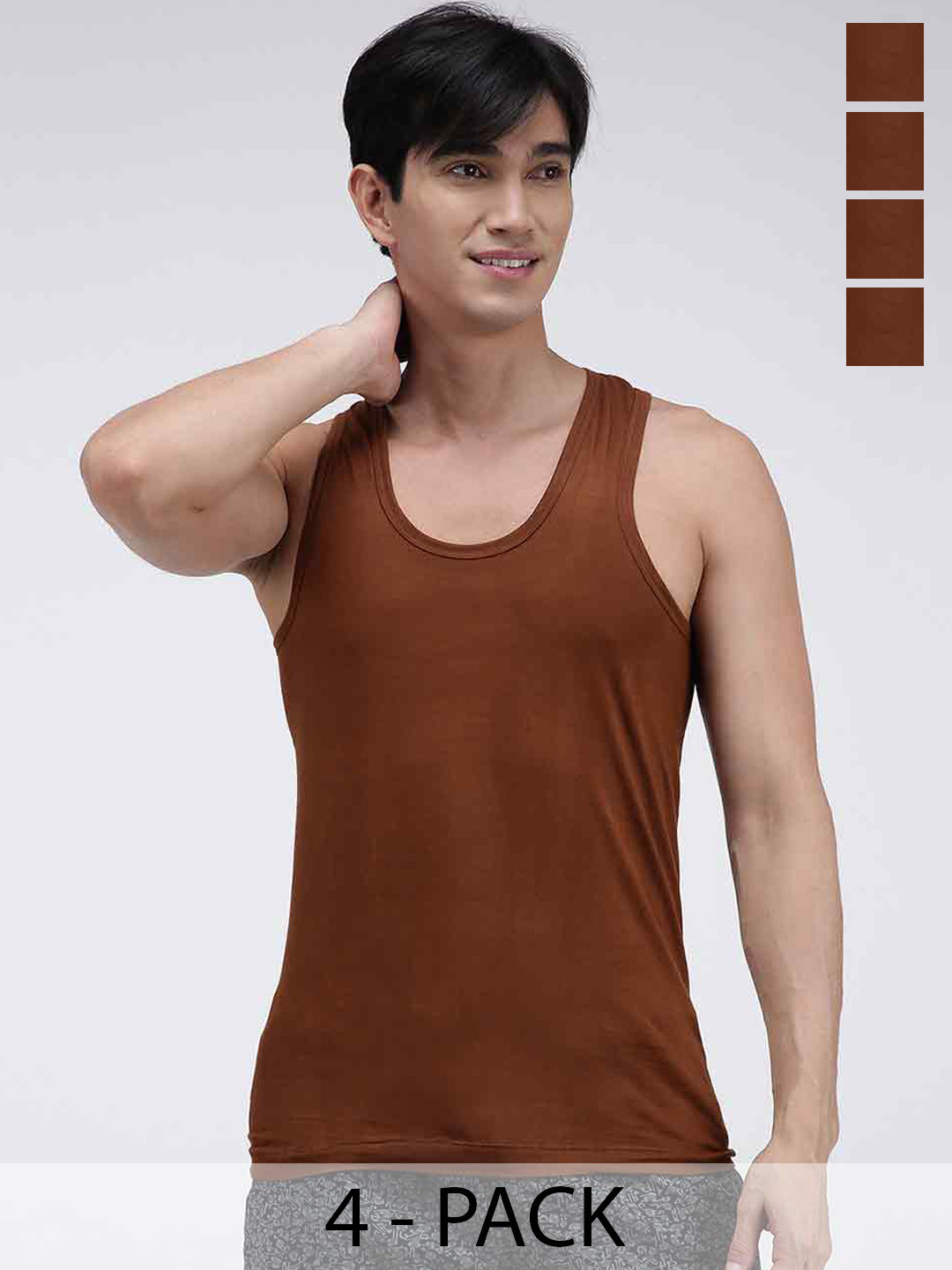 

AMUL COMFY Pack Of 4 Pure Cotton Innerwear Vests AC-CVESTRN-LB-2XL-4PC, Brown