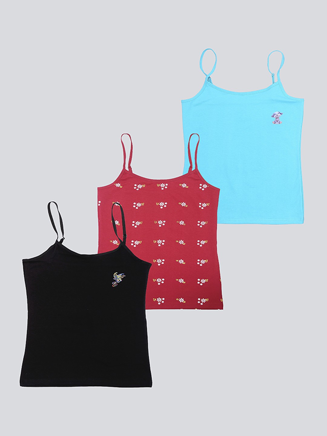 

F&S Girls Pack Of 3 Non Padded Camisoles, Black