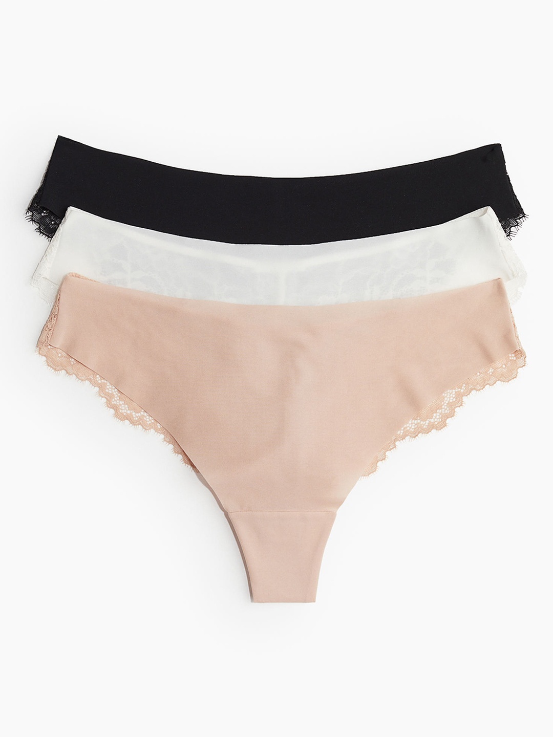 

H&M Women 3-Pack Invisible Brazilian Briefs, Beige
