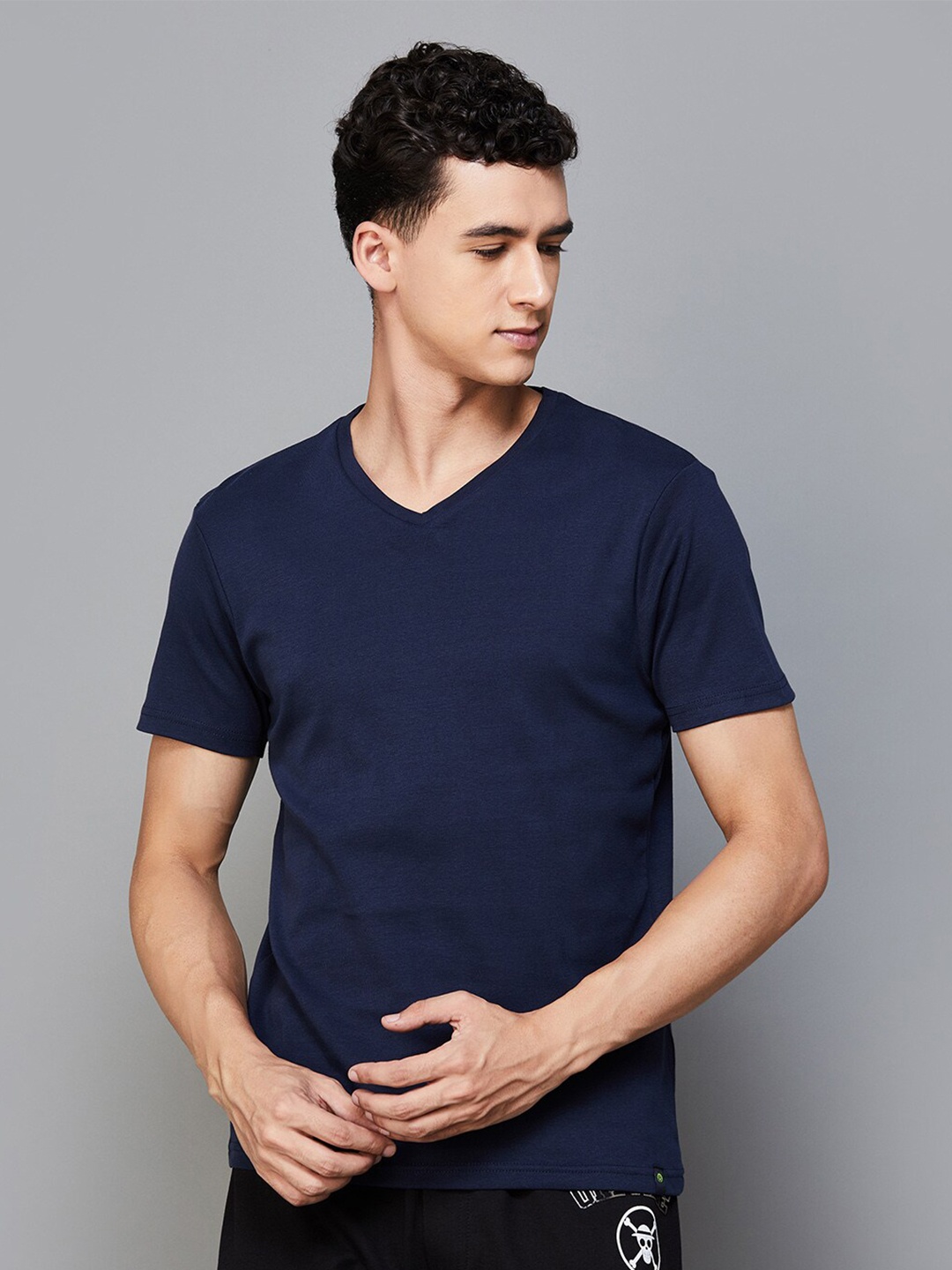 

Bossini Cotton V-Neck Casual T-shirt, Blue