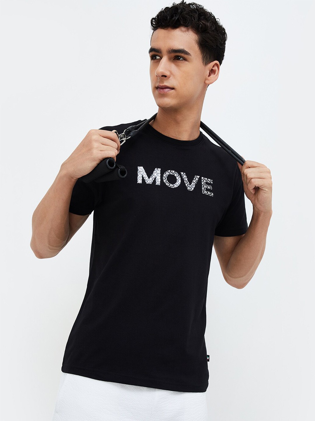 

Kappa Typography Printed Cotton T-shirt, Black