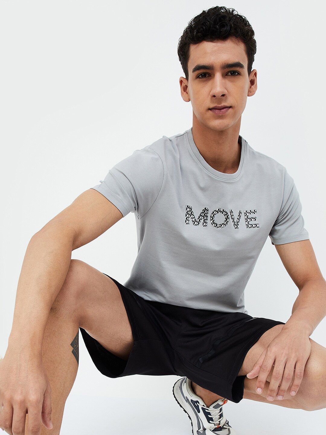 Kappa Typography Printed Cotton T-shirt, Grey