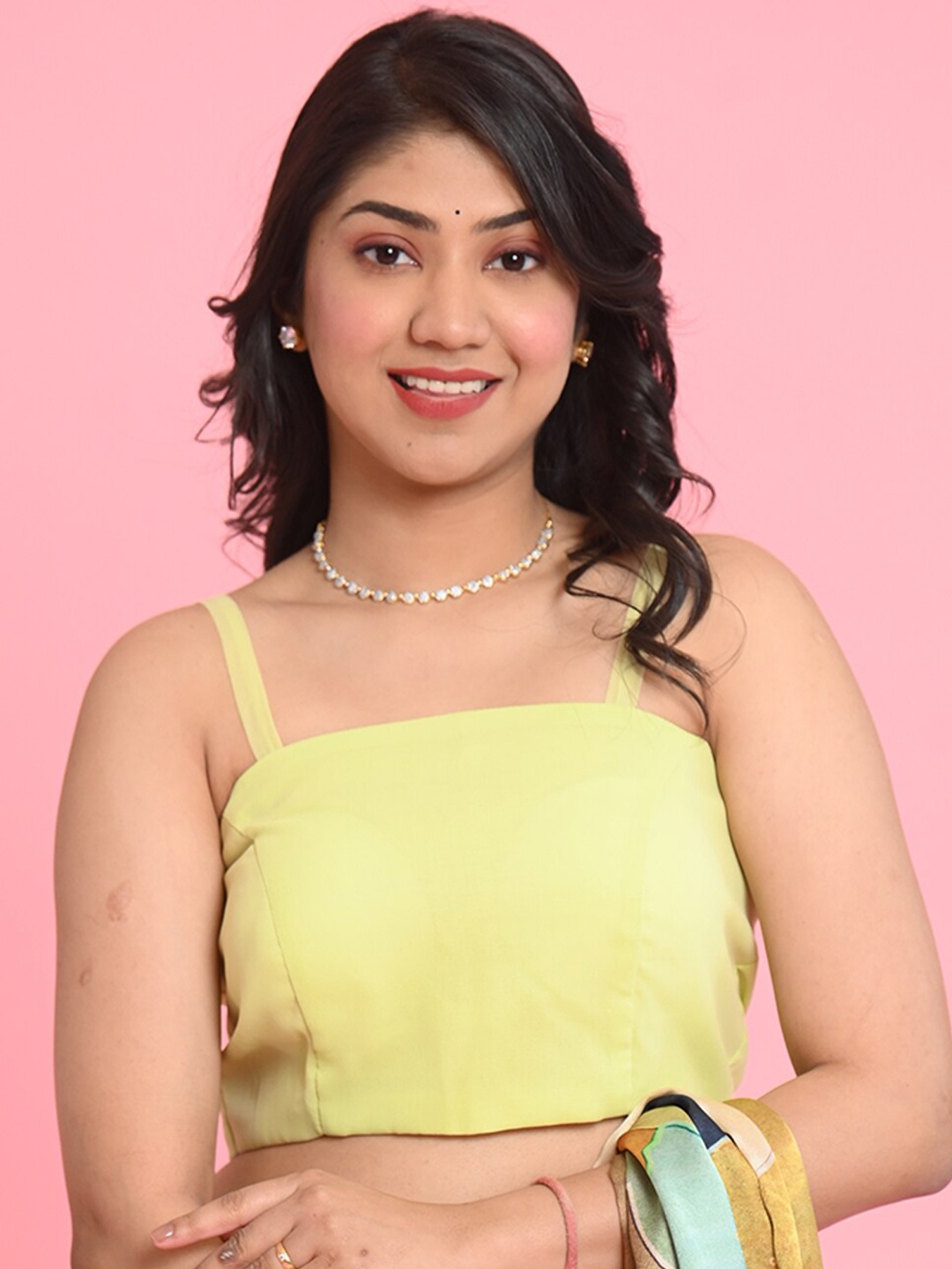 

BEATITUDE Georgette Saree Blouse, Green