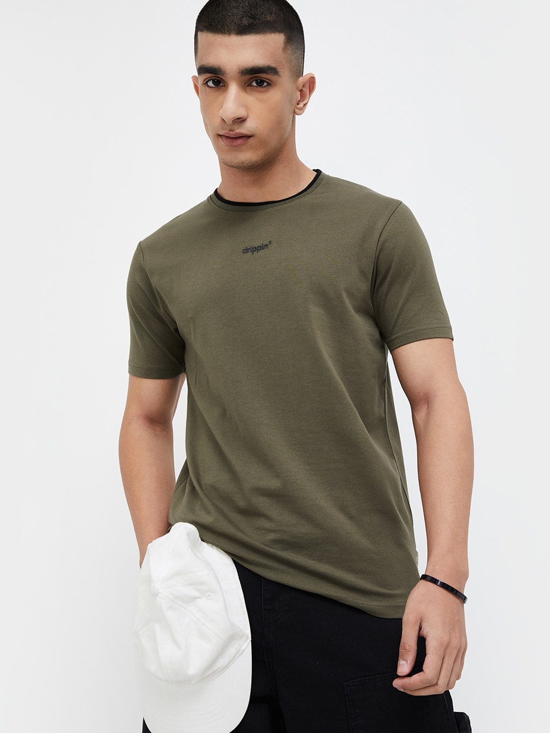 

Forca by Lifestyle Round Neck Short Sleeves Cotton T-shirt, Olive