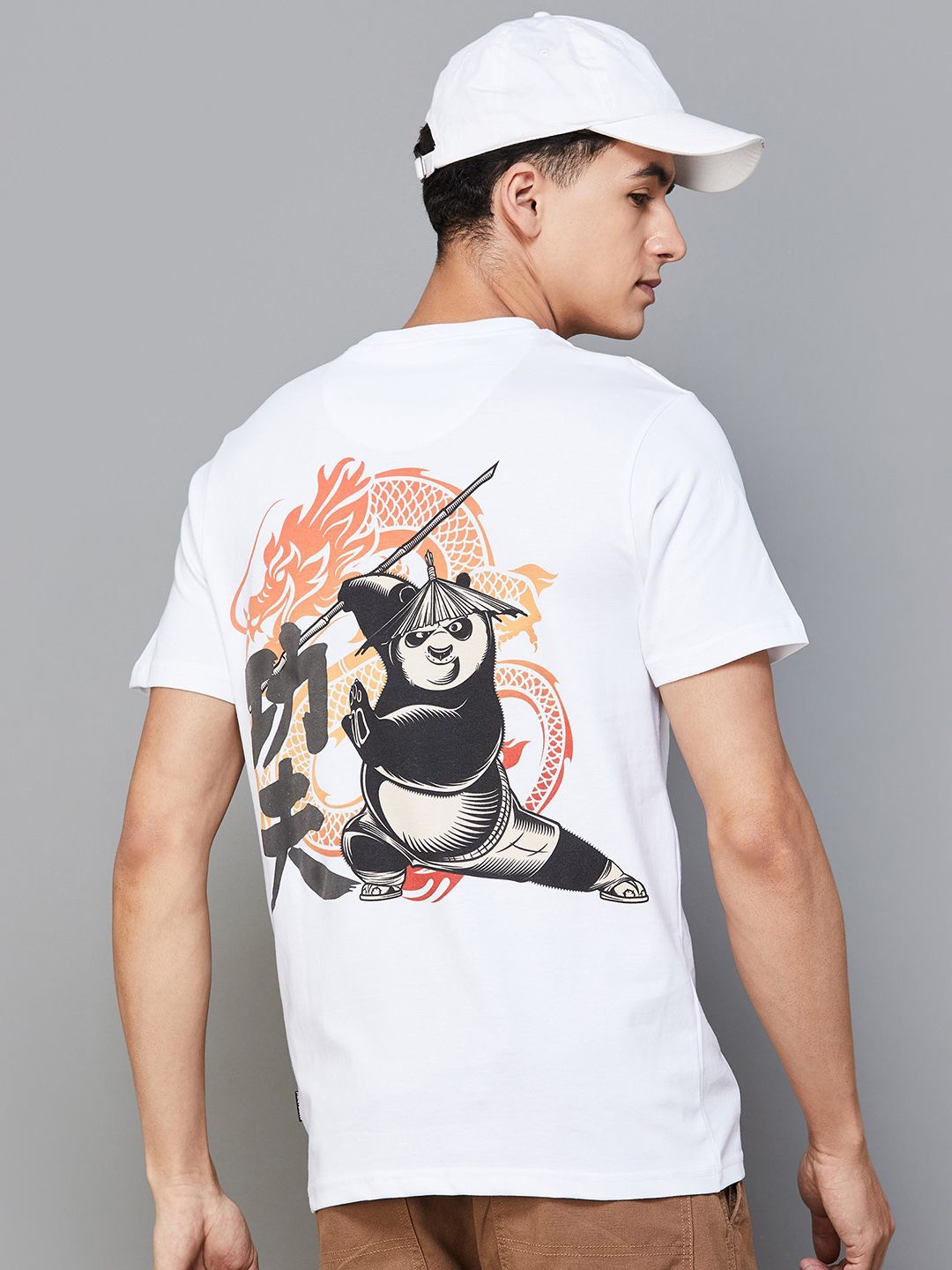 

Fame Forever by Lifestyle Graphic Kung Fu Panda Printed Pure Cotton T-shirt, White
