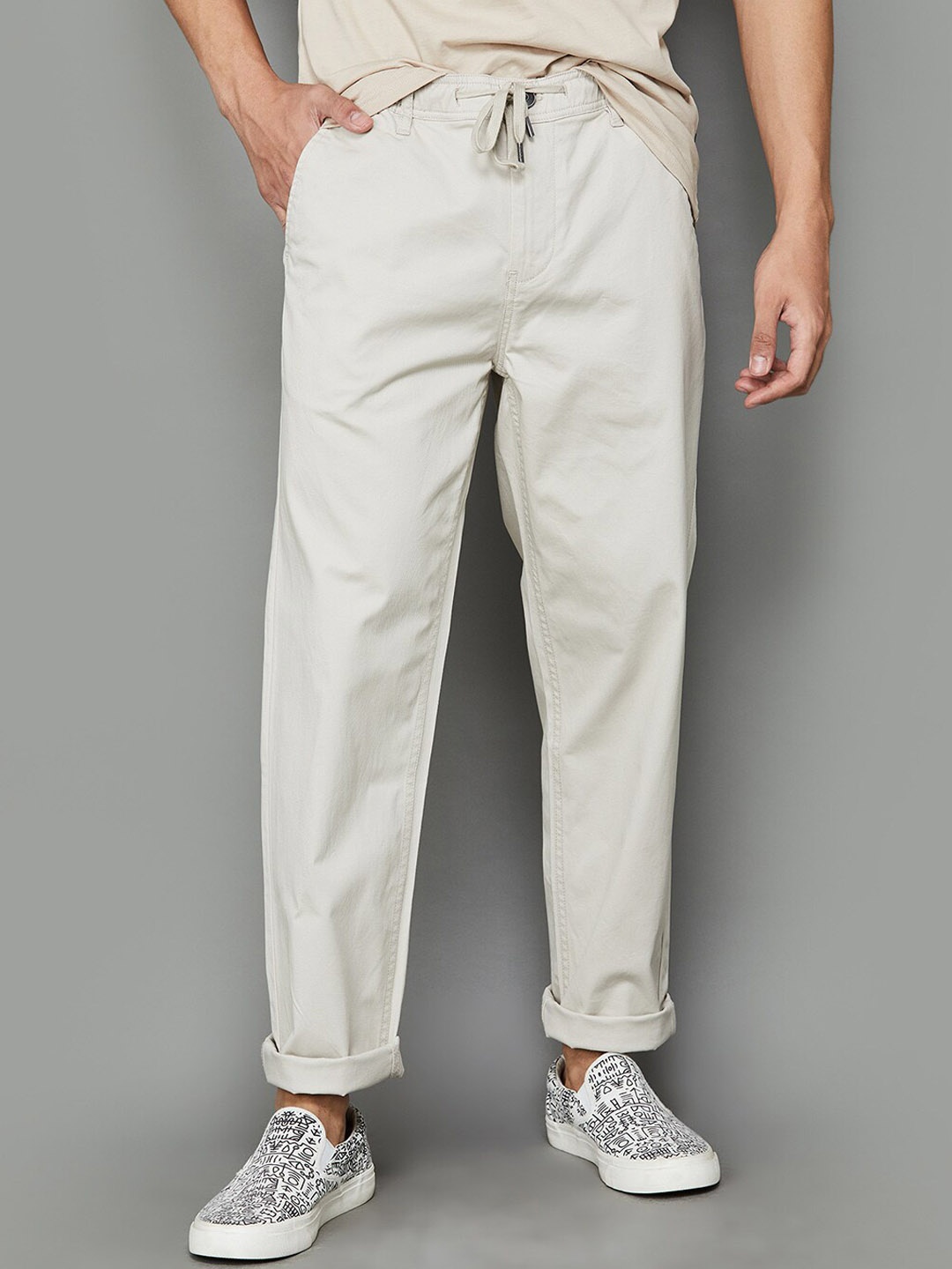 

Fame Forever by Lifestyle Men Regular Fit Mid-Rise Cotton Joggers Trousers, Beige