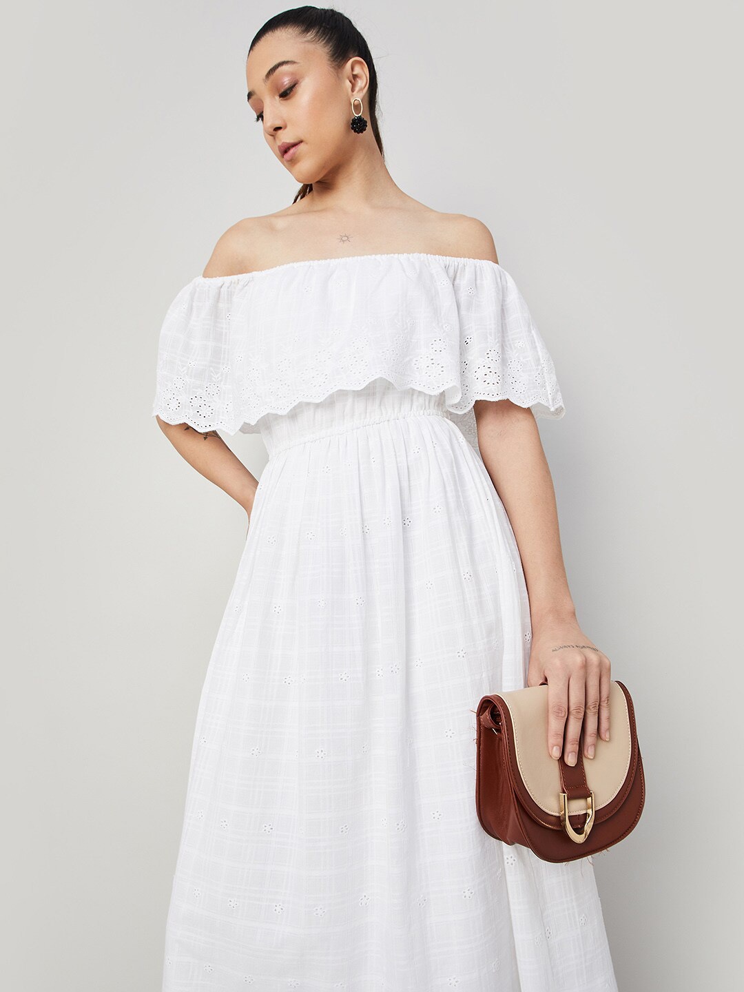 

CODE by Lifestyle Off-Shoulder Cape Sleeve Maxi Dress, Off white