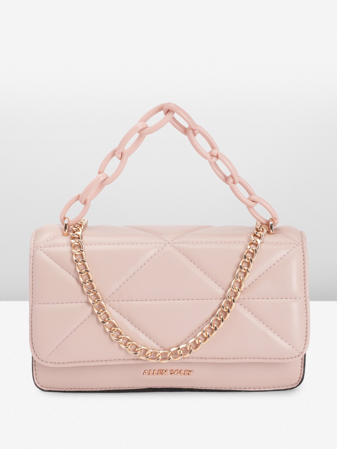 

Allen Solly Geometric Self-Design Quilted Satchel, Nude