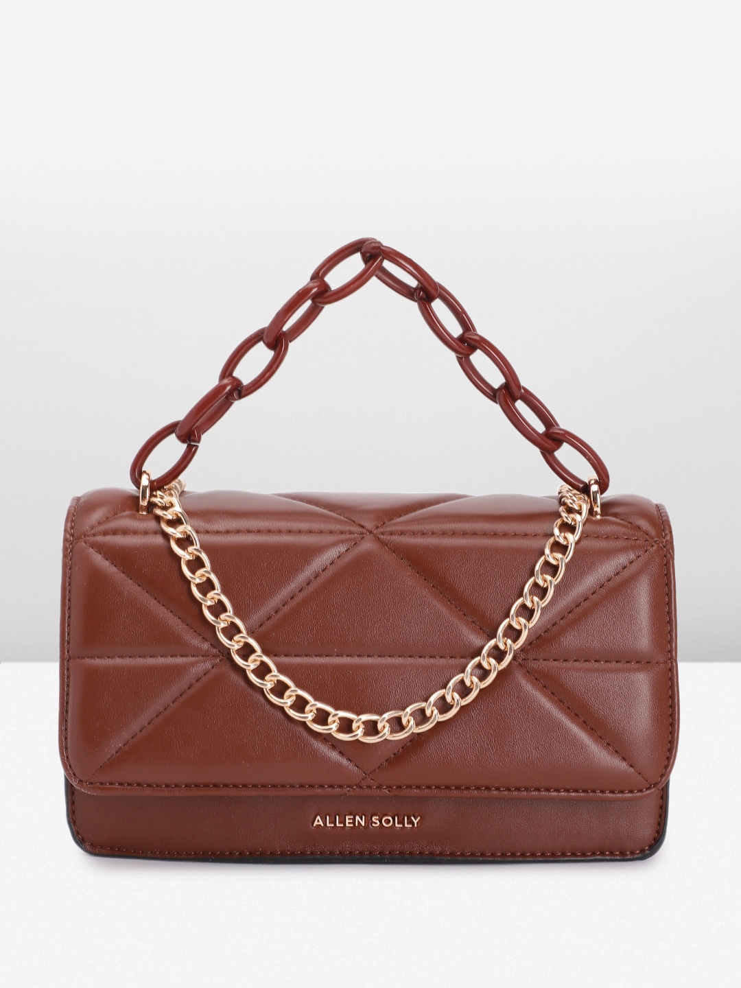 

Allen Solly Geometric Self-Design Quilted Satchel, Brown