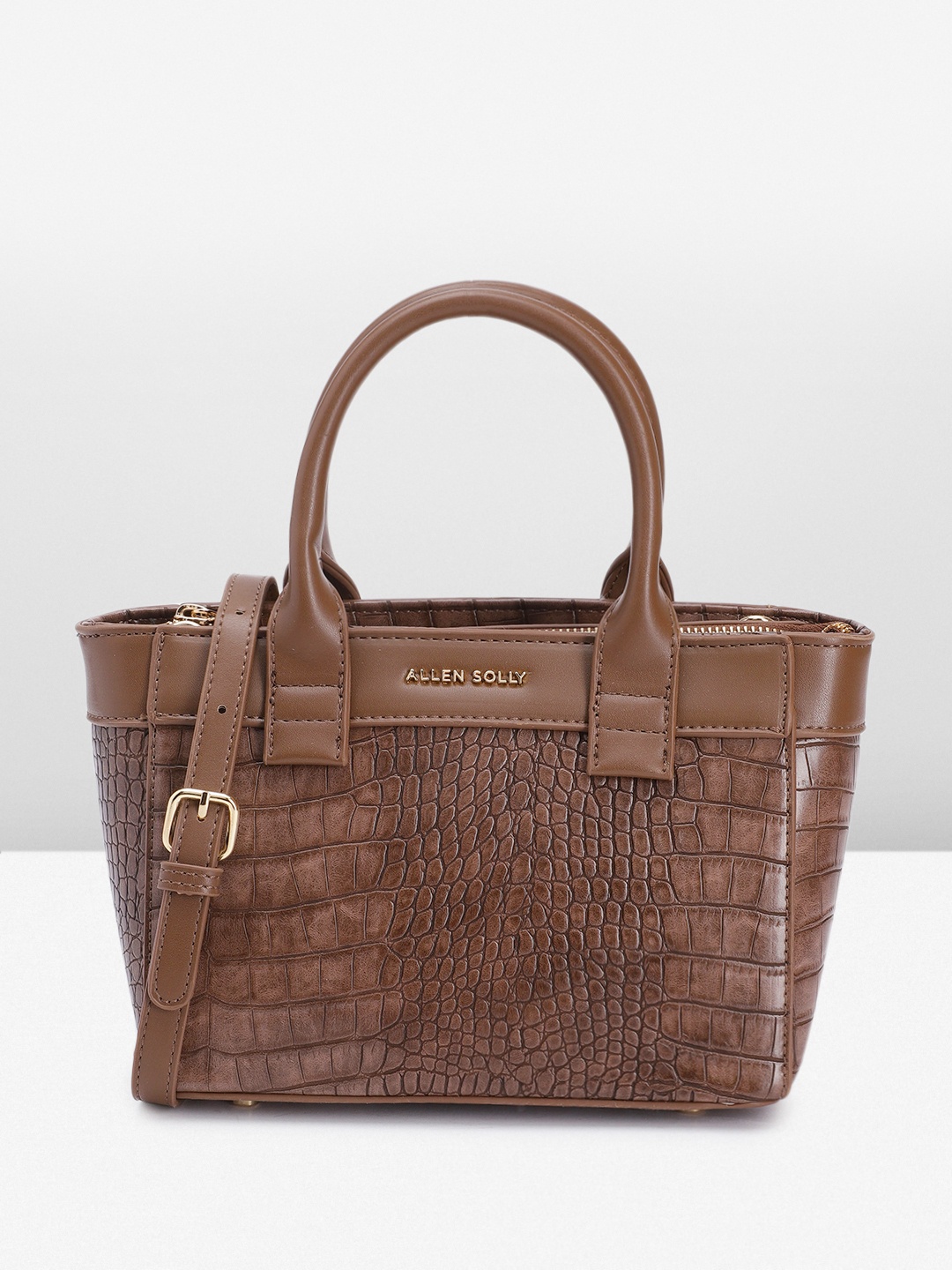 

Allen Solly Animal Textured Structured Handheld Bag, Brown