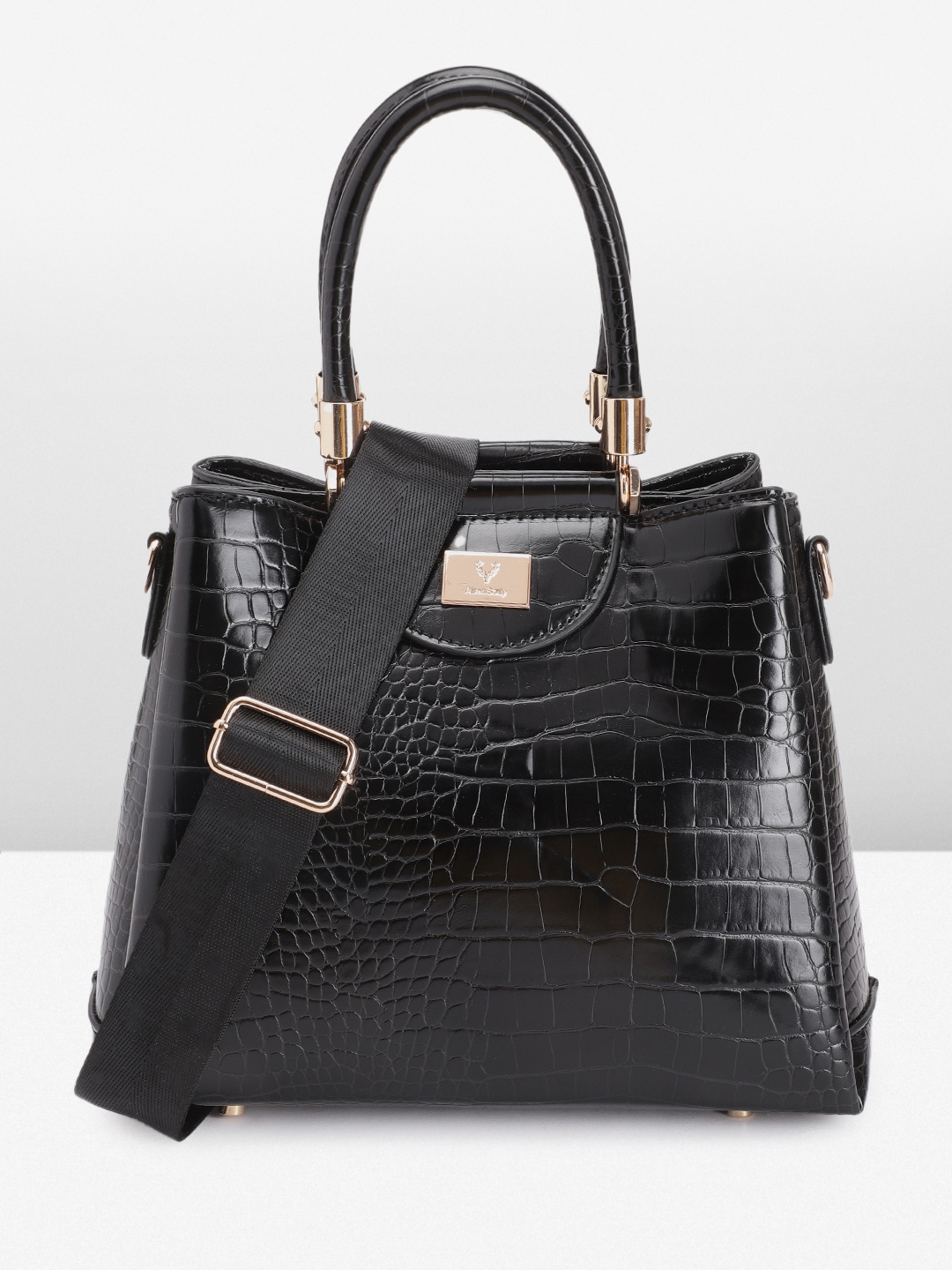 

Allen Solly Animal Textured Structured Handheld Bag, Black