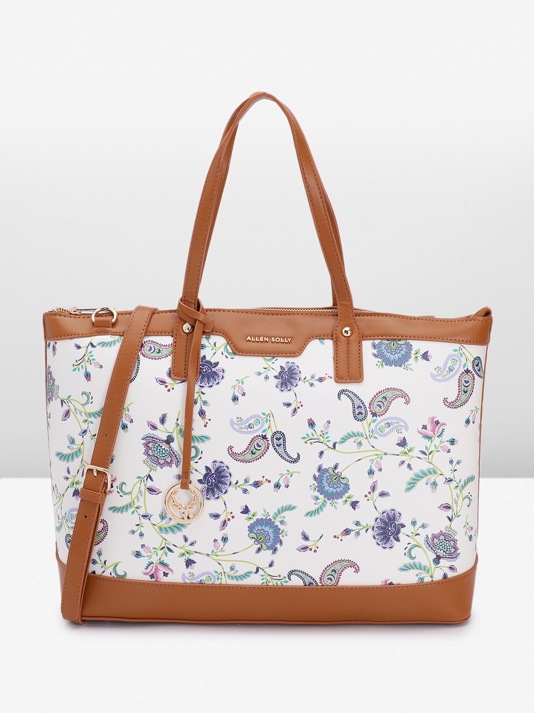 

Allen Solly Floral Printed Structured Shoulder Bag with Laptop Sleeve, White