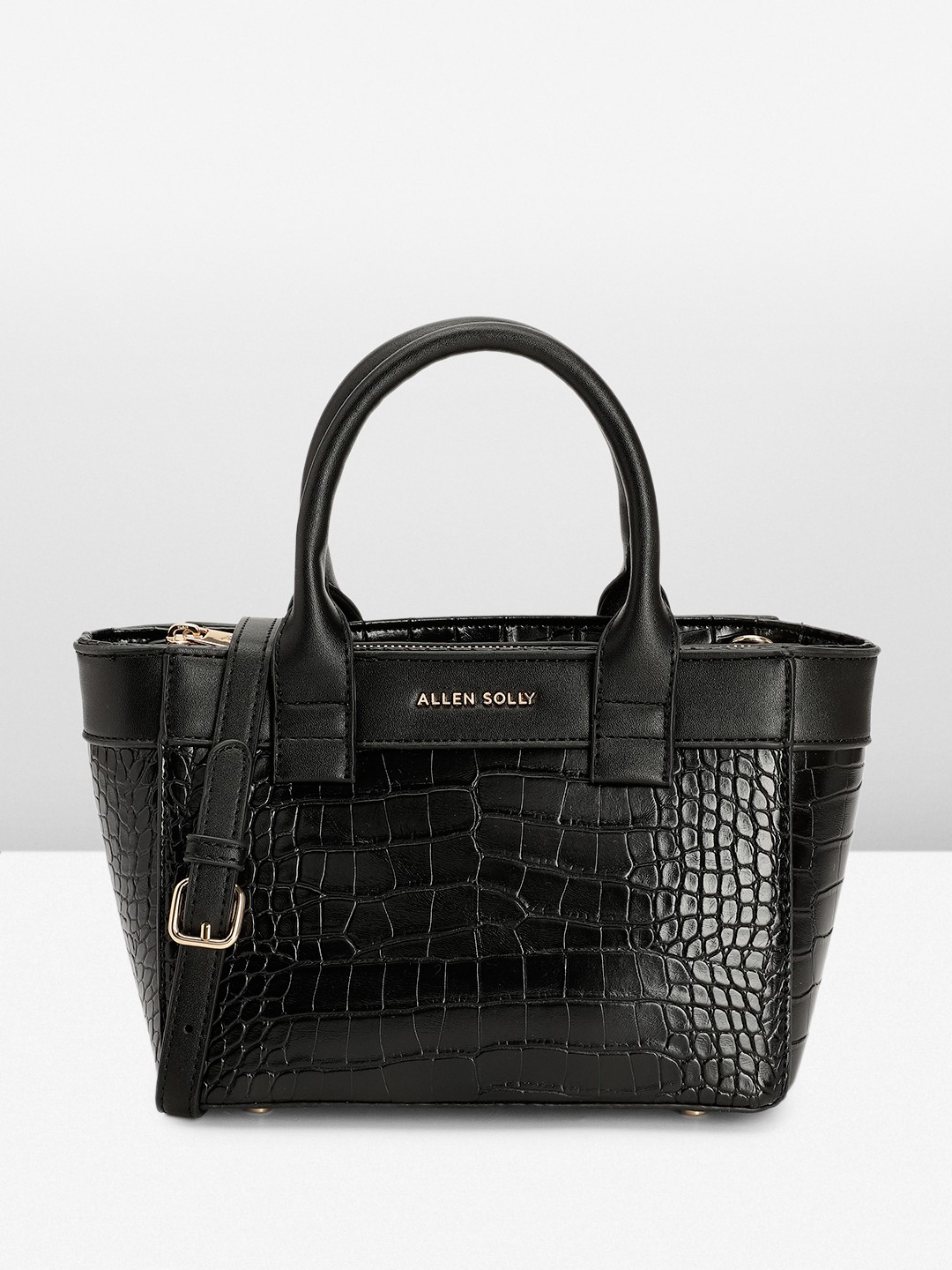 

Allen Solly Animal Textured Structured Handheld Bag, Black