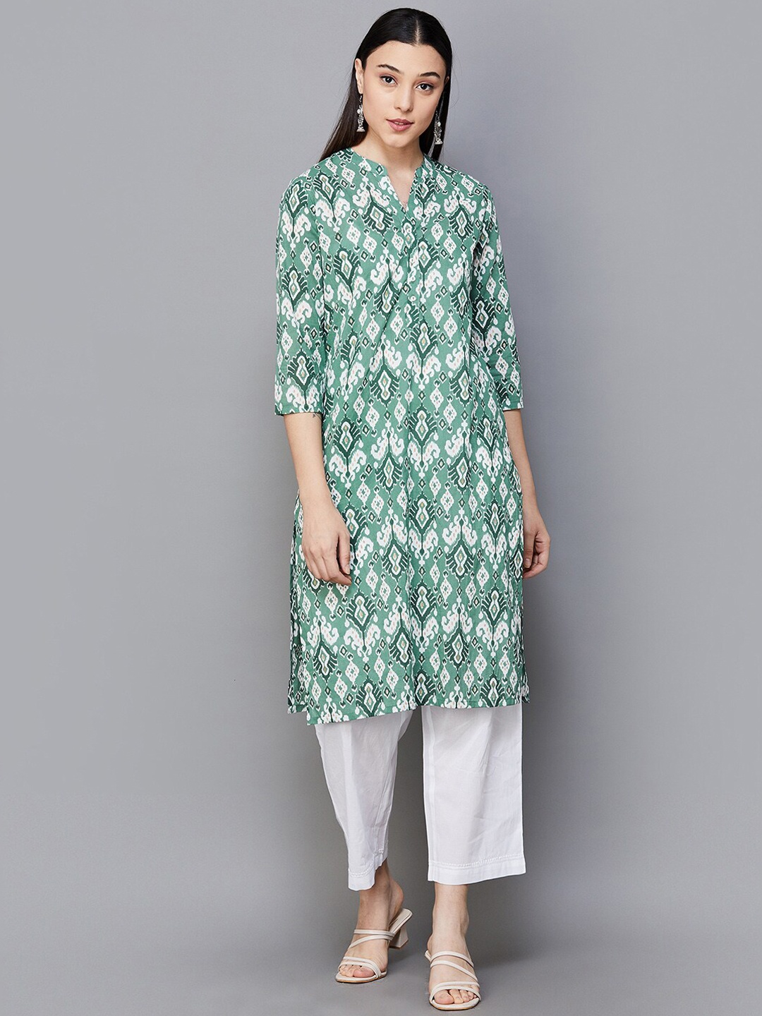 

Melange by Lifestyle Ethnic Motifs Printed Kurta, Olive