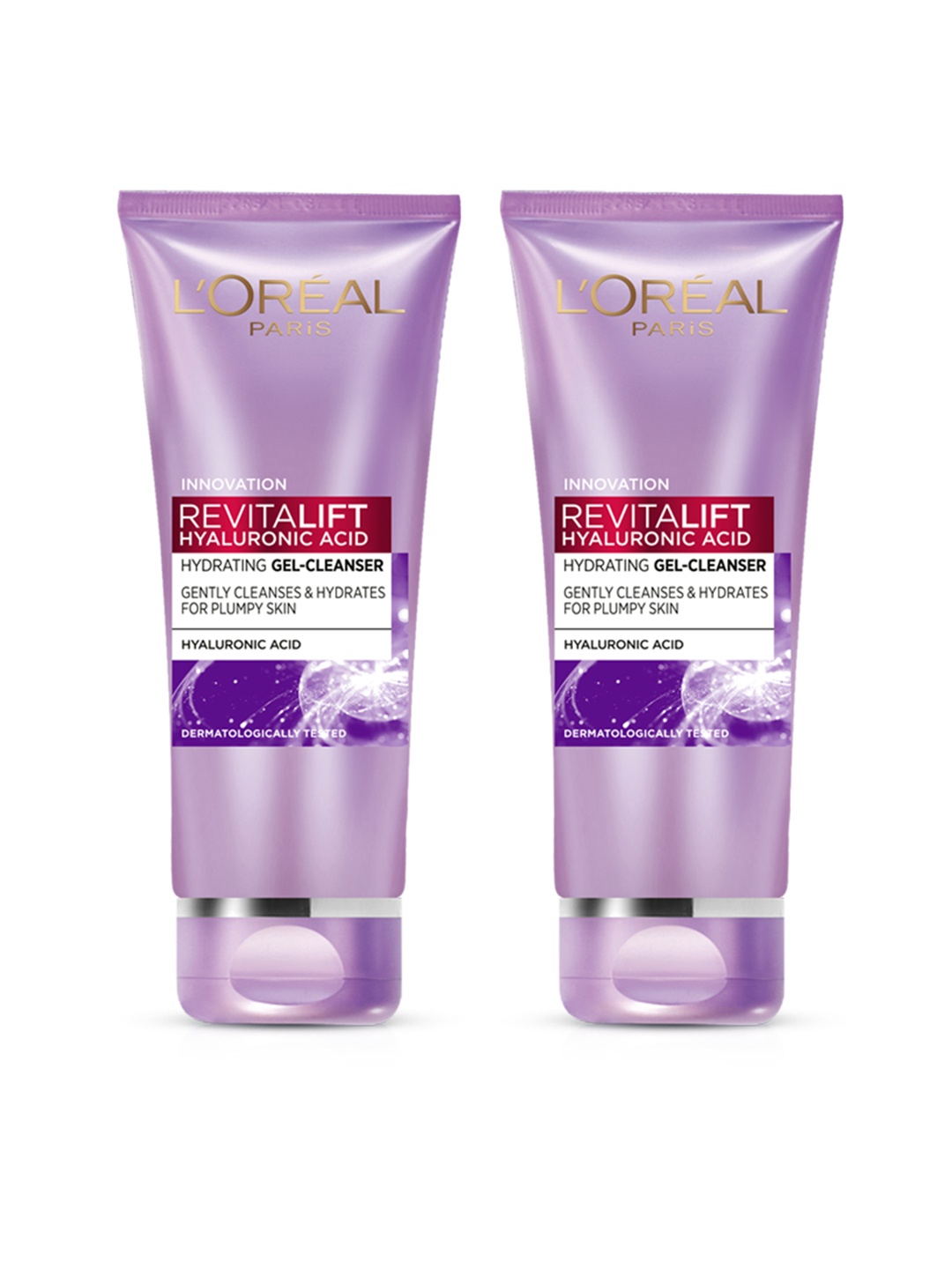 

LOreal Set of 2 Revitalift Hyaluronic Acid Hydrating Gel Cleanser - 100 ml Each, Purple