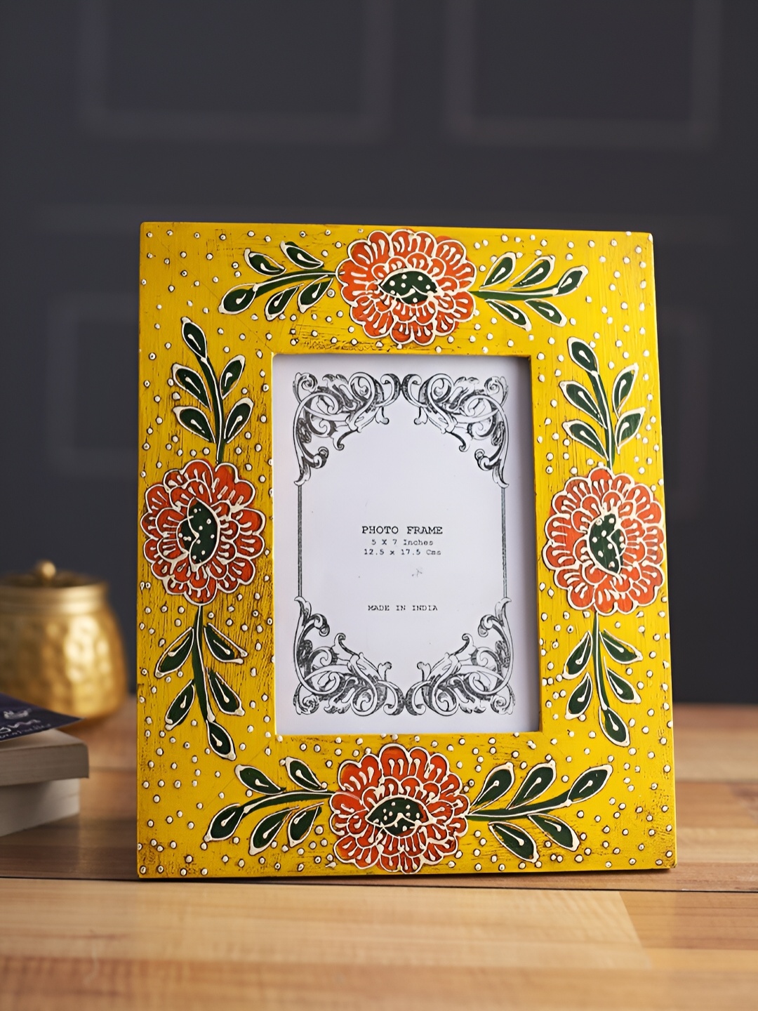 

Aura Yellow & Red Wooden Floral Printed Table Photo Frames