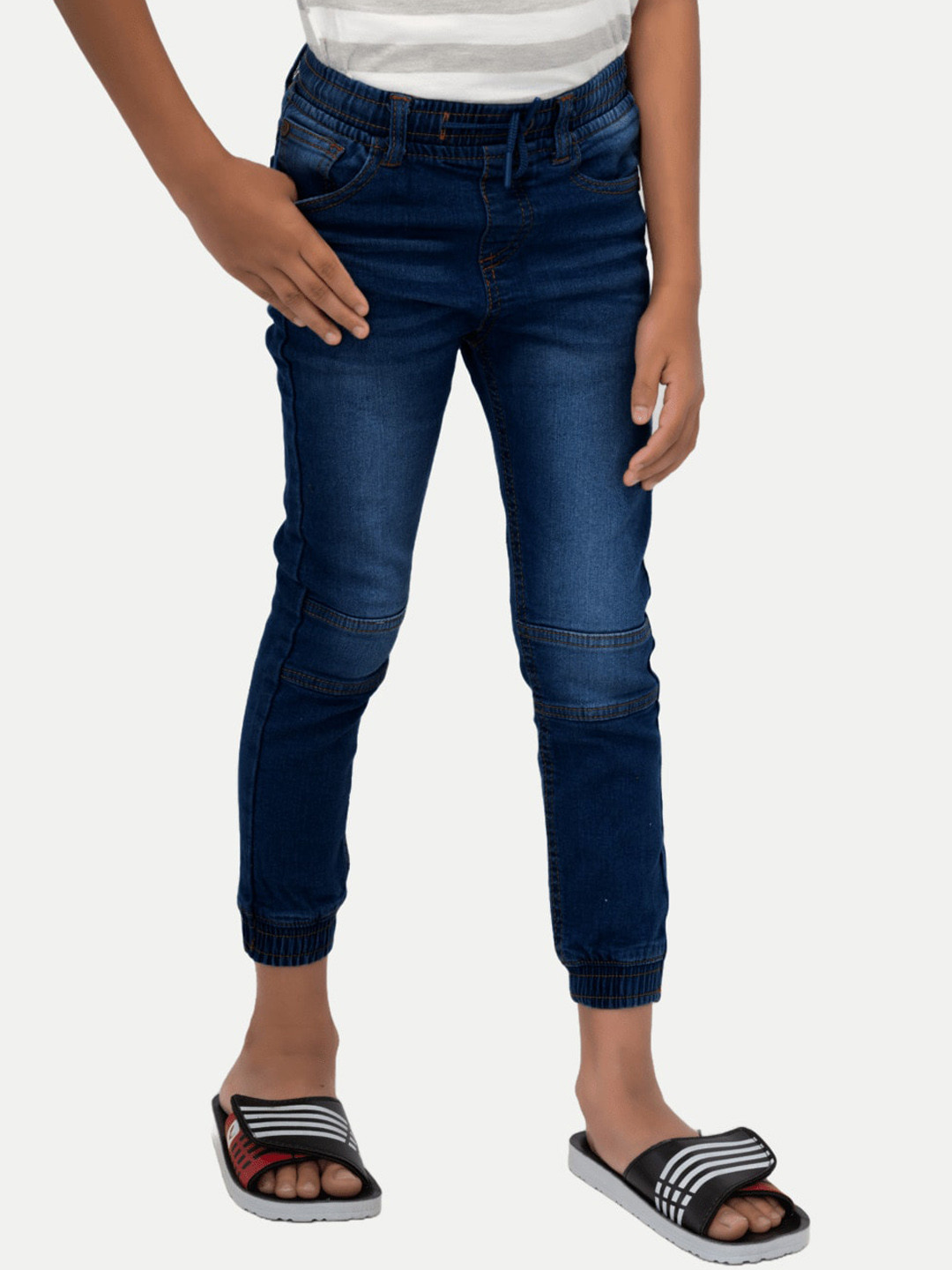 

BAESD Boys Denim Pure Cotton Slim Fit Clean Look Joggers, Blue
