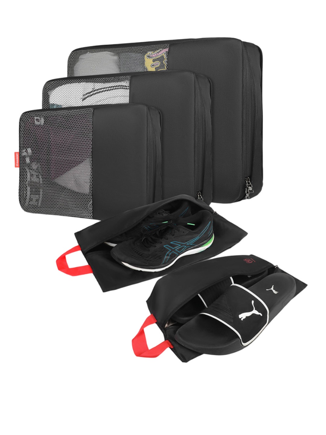 

Harissons Striped Compact Pouch Travel Accessory, Black