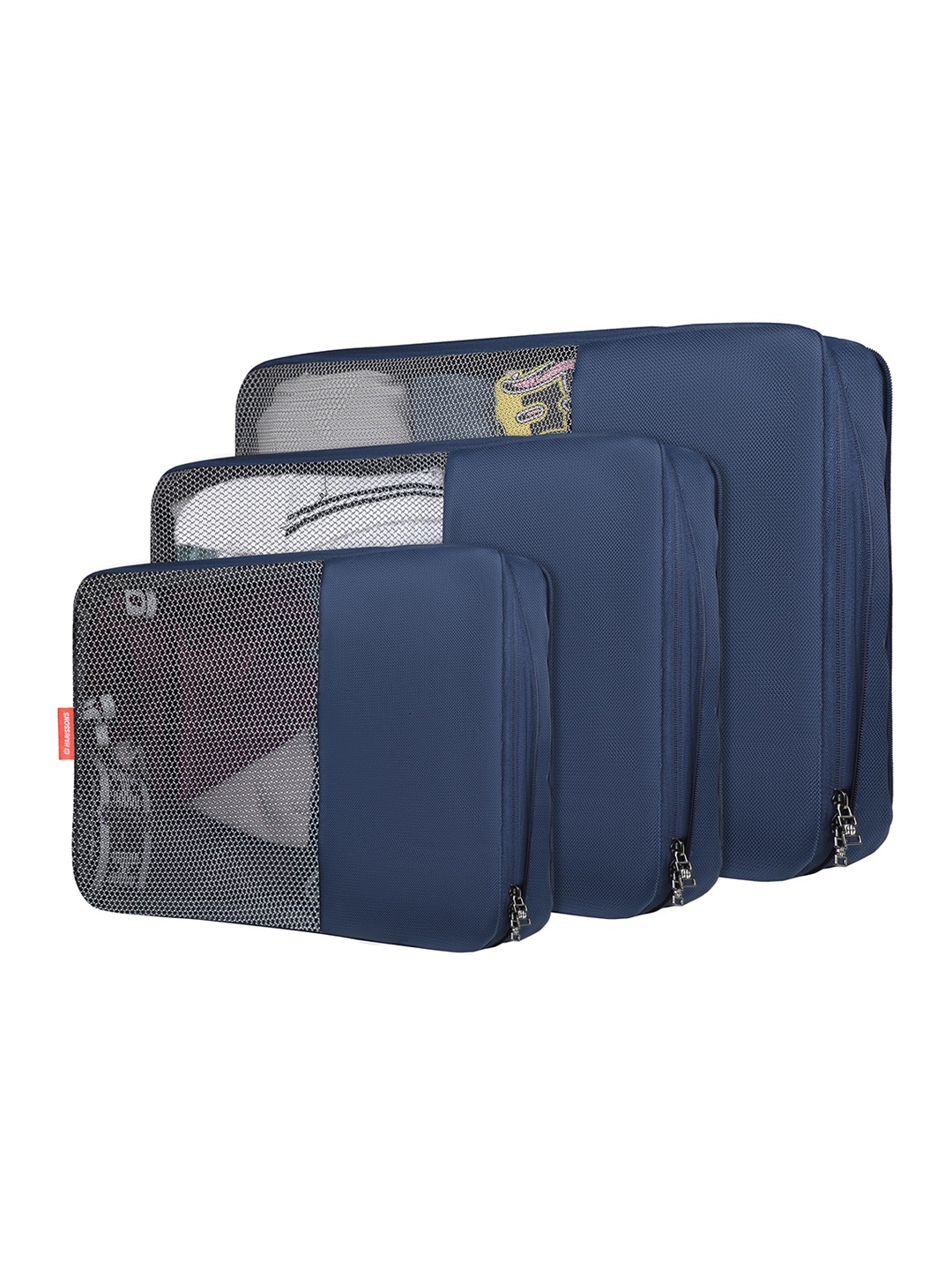 

Harissons Set Of 5 Striped Compact Pouch Travel Accessory, Navy blue