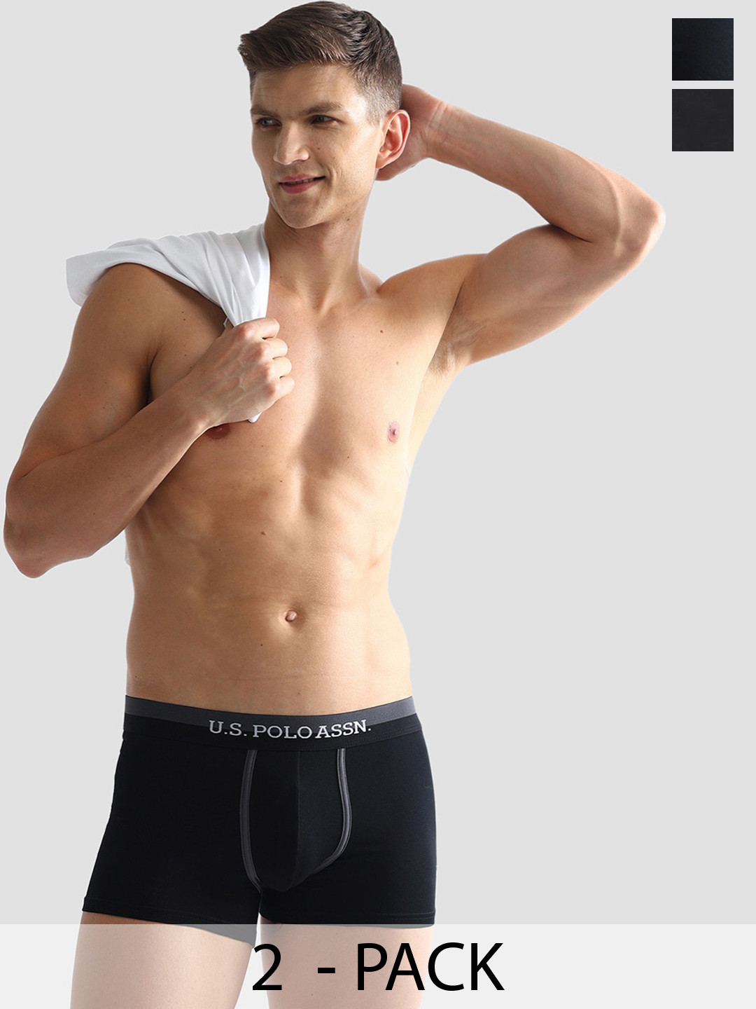 

U.S. Polo Assn. Men Pack Of 2 Cotton Trunks OET07-ZG0-P2, Black