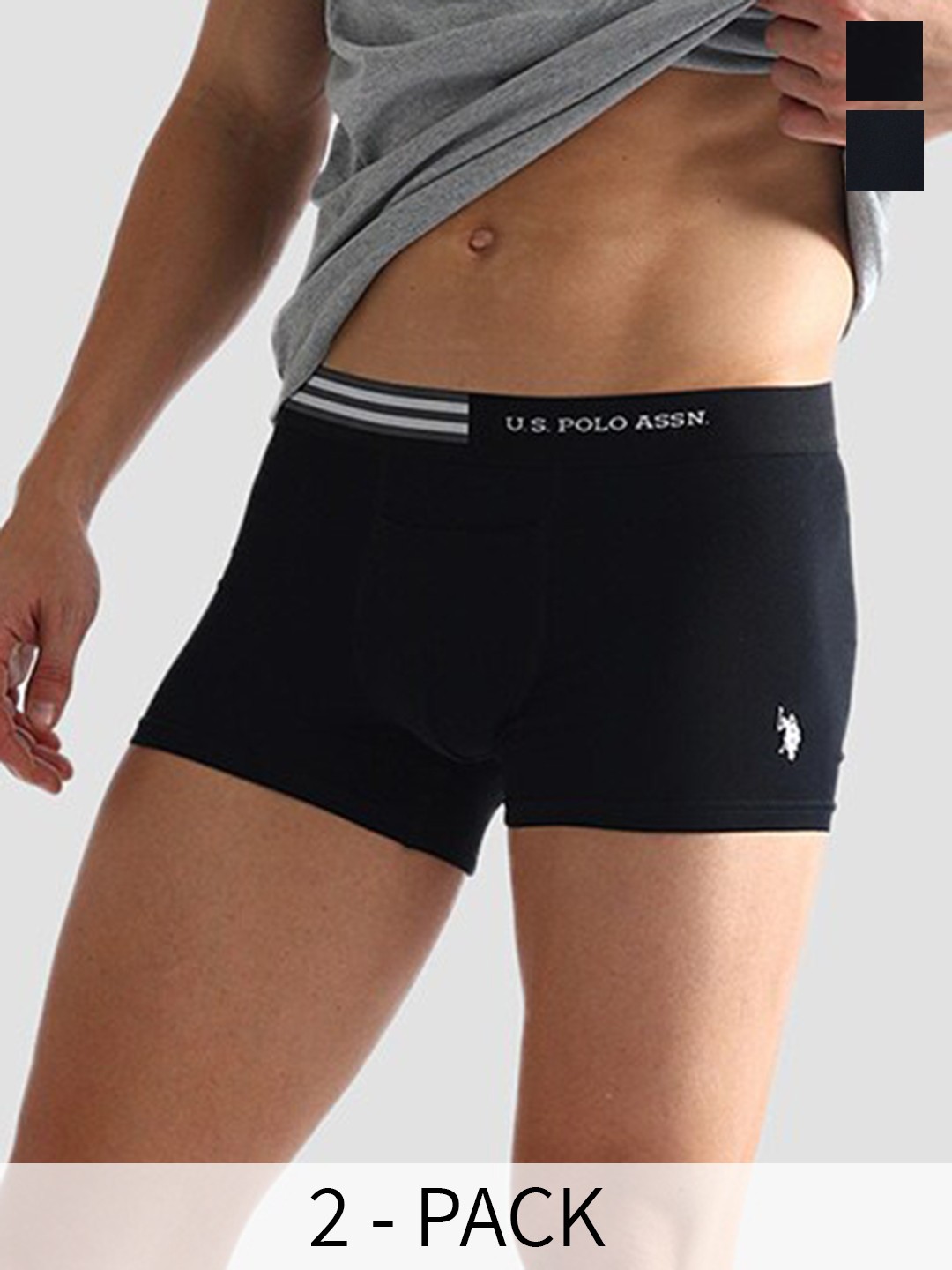 

U.S. Polo Assn. Pack Of 2 Printed Cotton Trunk OET06-GO0-P2, Black