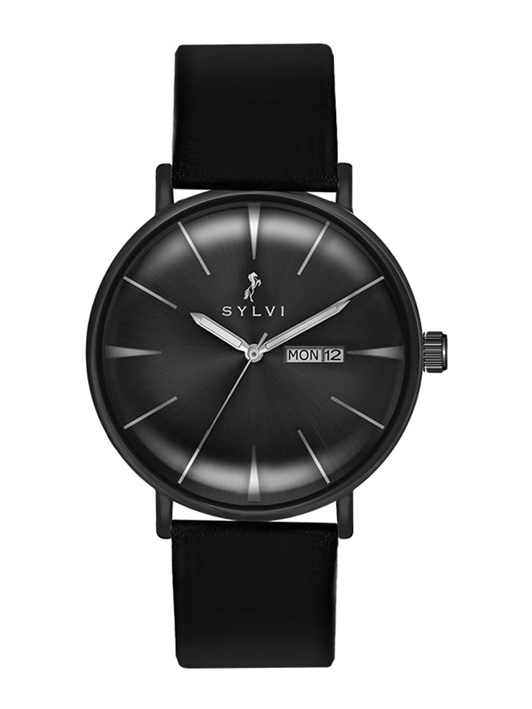 

Sylvi Men Leather Straps Analogue Multi Function Watch ELD-Black-Black