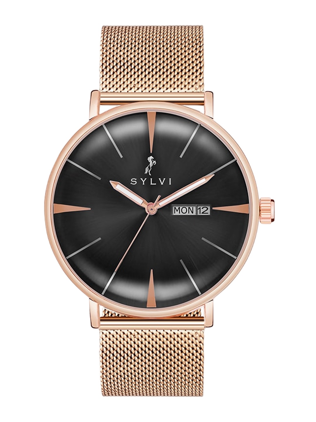 

Sylvi Men Bracelet Style Straps Analogue Multi Function Watch ELD-Rose-Chain, Black