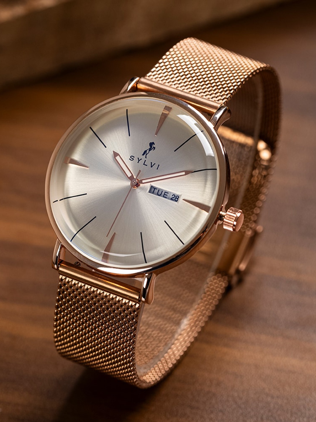 

Sylvi Men Bracelet Style Straps Analogue Multi Function Watch ELD-white-Rosechain, Rose gold