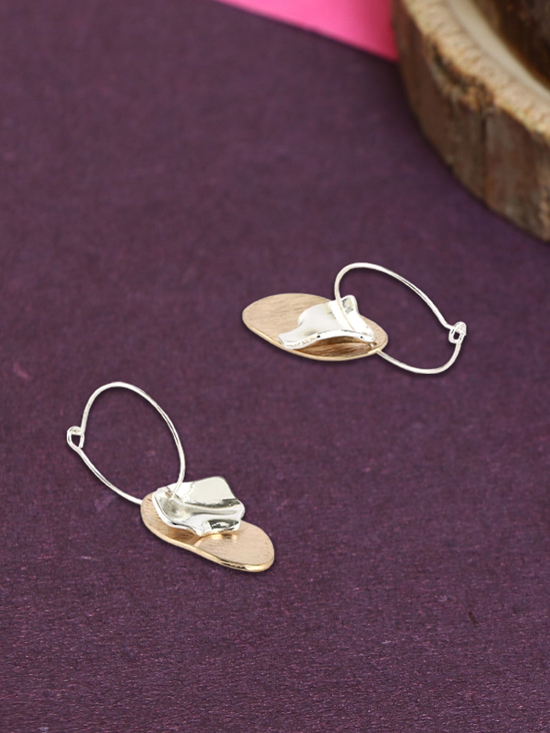 

Adwitiya Collection Gold-Plated Brass Contemporary Hoop Earrings