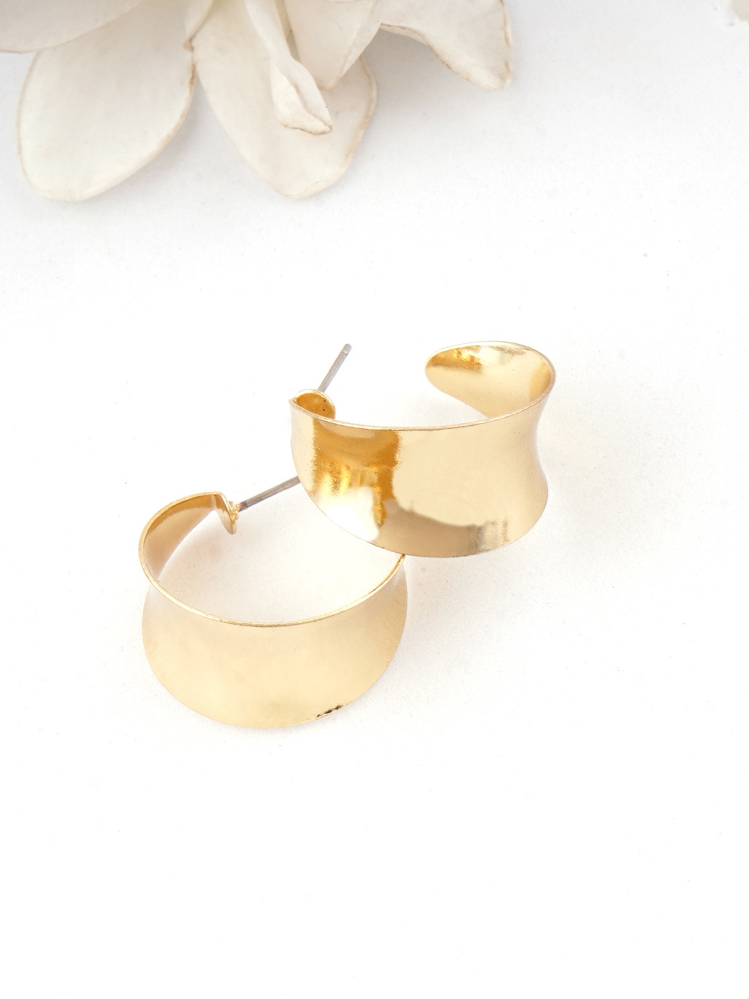 

Adwitiya Collection Gold-Plated Classic Half Hoop Earrings