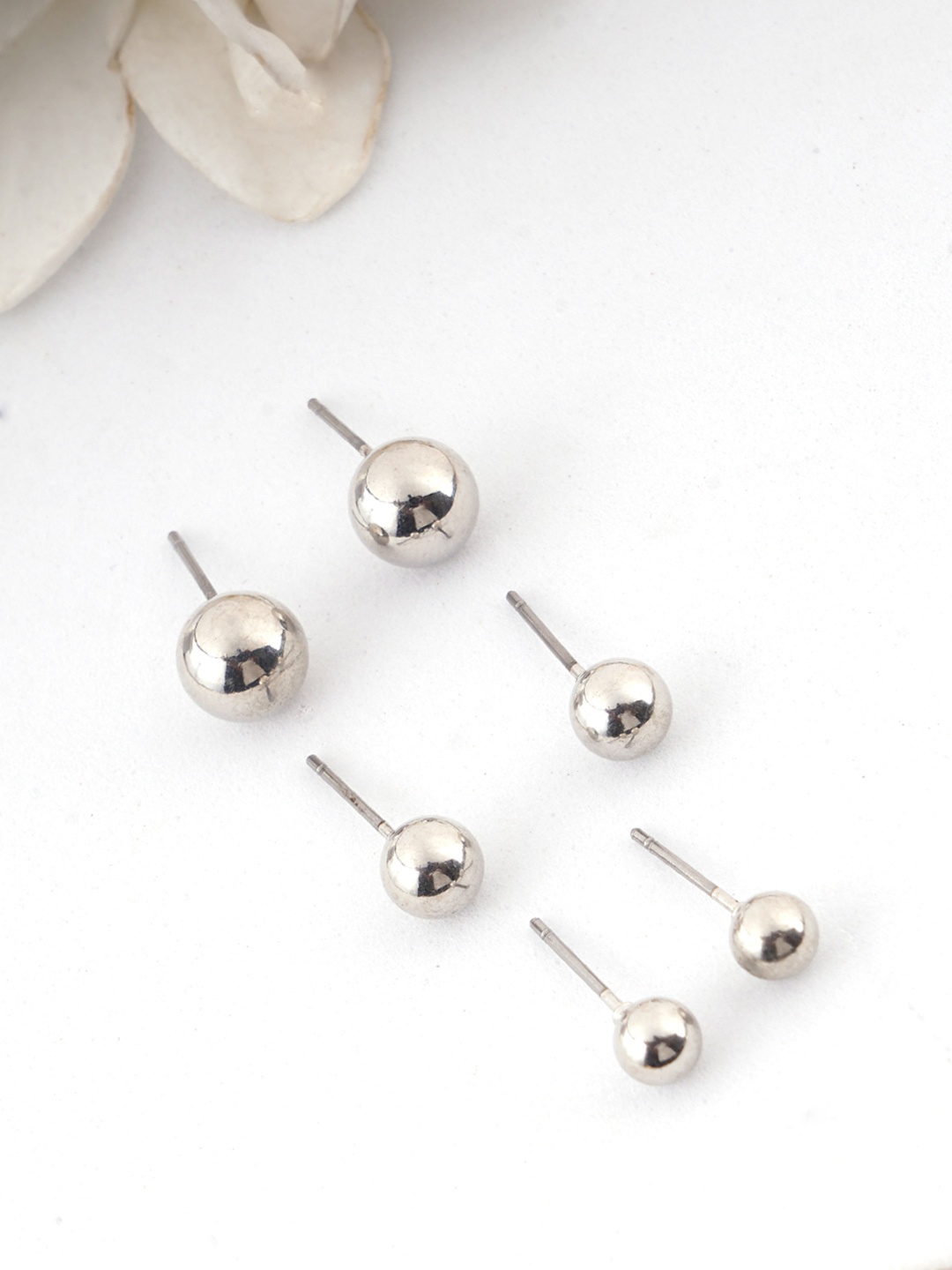 

Adwitiya Collection Silver-Plated Pearl Beaded Brass Classic Studs Earrings